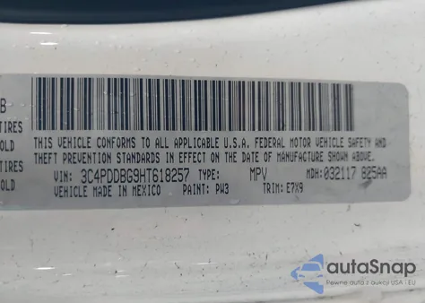 2017 Dodge Journey Sxt Awd из США, поврежденный, VIN 3C4PDDBG9HT618257